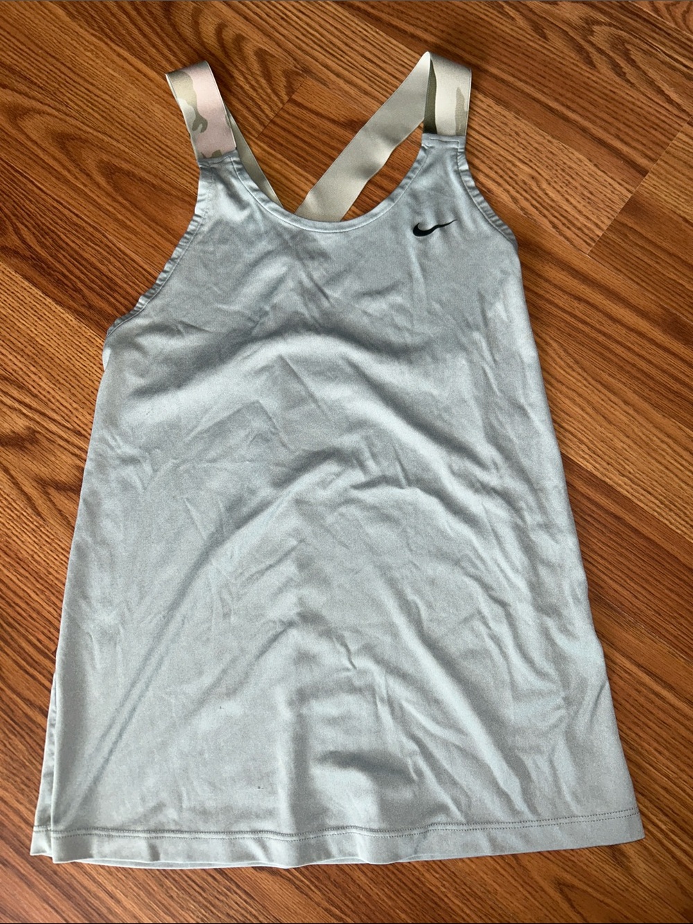 Nike Pale Gray Performance Tank with Camo Straps, XS